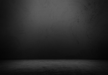 Black wall room background The surface of the brick dark jagged. Abstract black wall empty room background for interior design and decoration.