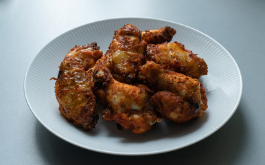 Delicious plate of hot and juicy buffalo chicken wings