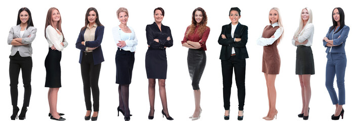panoramic collage of a group of successful young business women.