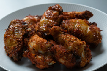 Delicious plate of hot and juicy buffalo chicken wings