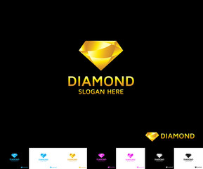 Diamond Sparkling Glass Metal logo.  Beautiful sparkling diamonds, could be used for jewelry shops, or something related to gem stone. With  a lot of color concepts.