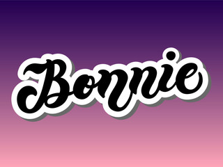 Bonnie. Woman's name. Hand drawn lettering. Vector illustration. Best for Birthday banner