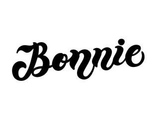 Bonnie. Woman's name. Hand drawn lettering. Vector illustration. Best for Birthday banner