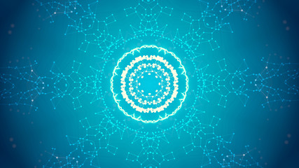 Abstract image showing reaction of water to a sound. Waterdrops making beautiful particles pattern.