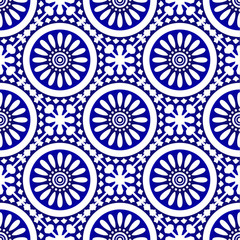 blue and white floral seamless background