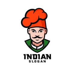 Indian chef character logo design cartoon