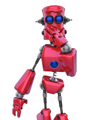 Fototapeta premium funny robot cartoon laughing in a white background
