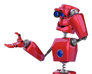 Fototapeta premium funny robot sees cartoon in a white background