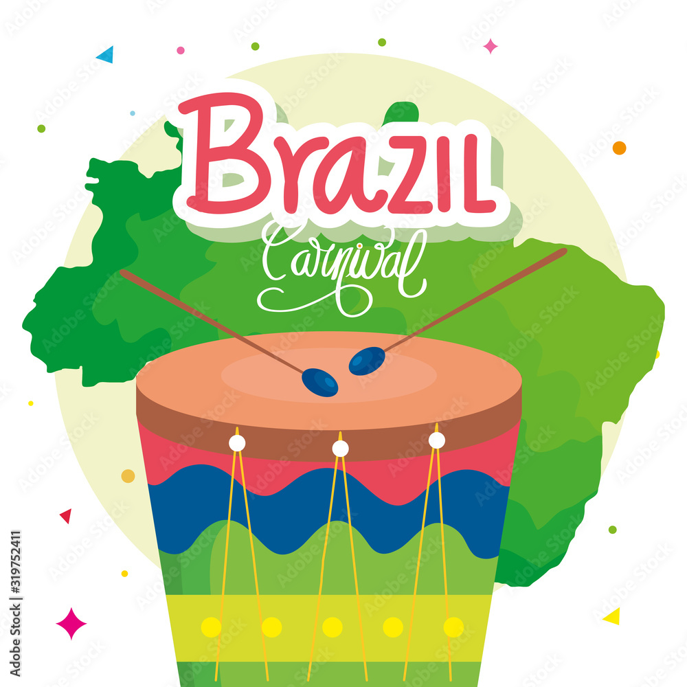 Wall mural poster of carnival brazil with drum and decoration