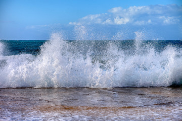Seashores high waves by the seashore . Stock Image.