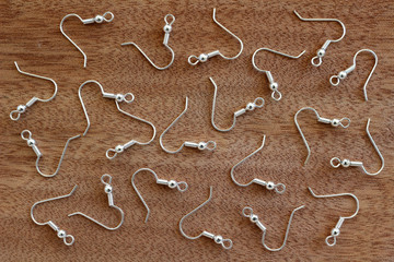 Close up of Silver Earring Hooks for Jewellery Making	