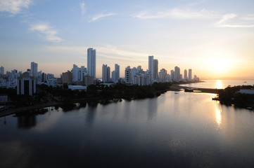 Obraz na płótnie Canvas Panoramic sunrise sector El Laguito Cartagena