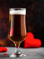 A glass of beer for Valentine's day. Gift to a man