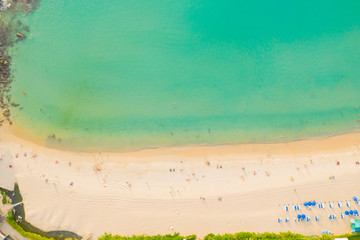 Aerial panorama of tropical resort territory and beach, beautiful Andaman sea at west coast of...
