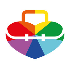 Rainbow Ray Heart Case Flat Vector Icon for Printing Clockwise A