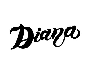 Diana. Woman's name. Hand drawn lettering. Vector illustration. Best for Birthday banner