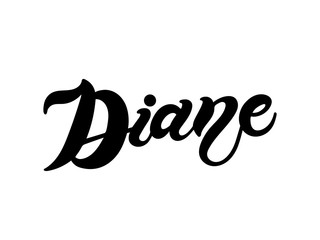Diane. Woman's name. Hand drawn lettering. Vector illustration. Best for Birthday banner