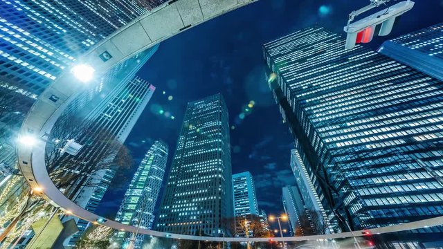 光が溢れる東京の夜景 タイムラプス