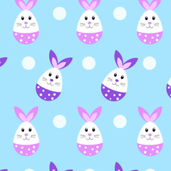 Easter background with bunnies in the shape of an egg. Fun and creative vector illustration.