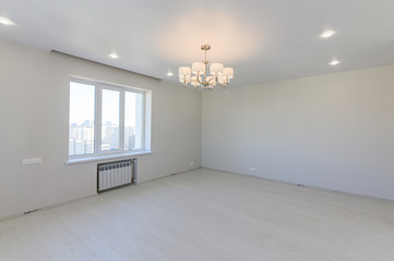 Russia, Moscow- September 10, 2019: interior room apartment modern bright cozy atmosphere. general cleaning, home decoration, preparation of house for sale. bright empty room without furniture