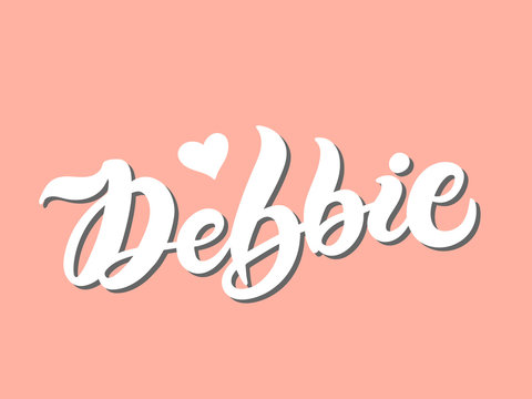 Debbie. Woman's name. Hand drawn lettering. Vector illustration. Best for Birthday banner