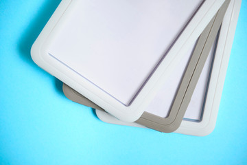 Security Badge on blue background, invitation letter concept, job finding