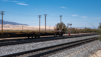 Fototapeta na wymiar railway in the desert of California