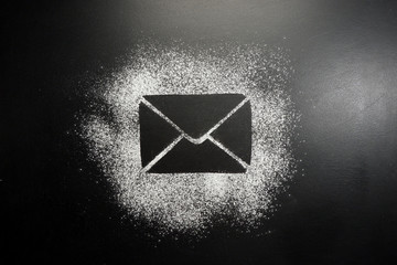 The envelope drawn by flour. Bakery Mailing Address Concept