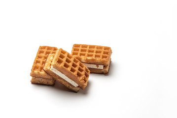 Soft Viennese waffles on a white background