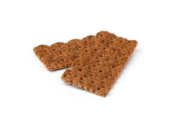 Rye crisp bread isolated on white background.