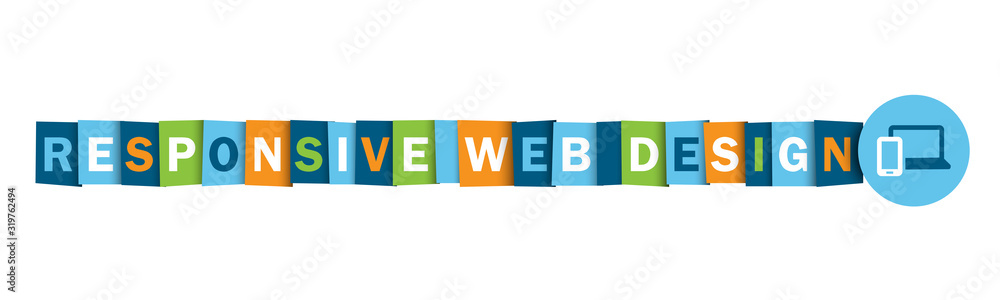 Poster responsive web design colorful vector typography banner with device symbols