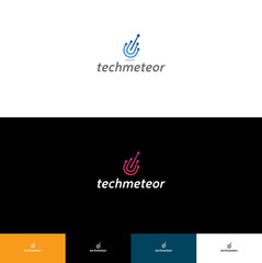Tech Meteor Logo  Corporate logo with falling down meteor, could be used in electronic shops, or other technologies companies, IT and etc.