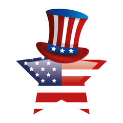 top hat with flag usa in star shape