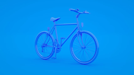 Fototapeta na wymiar Bicycle on blue background. Blue toned 3d illustration