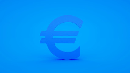 Euro symbol isolated on blue background. 3d illustration