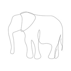 Elephant animal silhouette line drawing vector illustration