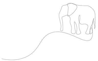 Elephant animal one line drawing vector illustration