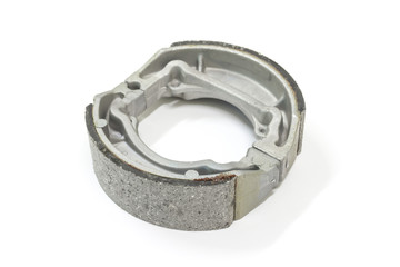 motorcycle brake shoes on white background, isolated, Car service.