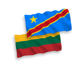Flags of Lithuania and Democratic Republic of the Congo on a white background