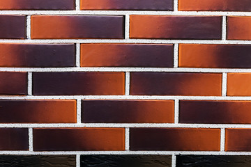 imitation of brickwork from different colors of bricks in a construction store or exhibition. The...