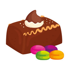 delicious cupcake with candies isolated icon