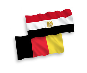 Flags of Belgium and Egypt on a white background