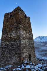 Caucasian watchtower in the mountains of Ossetia