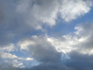 Fototapeta premium Dark thunderstorm clouds before rain. Film grain effect. Dramatic black clouds. Stormy rain clouds background. Dramatic dark stormy cloudy sky before storm. Gray clouds background. 