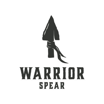Vintage Retro Rustic Arrowhead Spear Hunting Hipster Logo Design isolated on white background