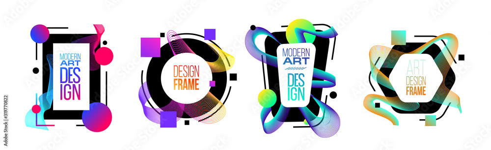 Poster vector illustration. a minimalistic hipster colored frame design. vector line gradient halftone. fra