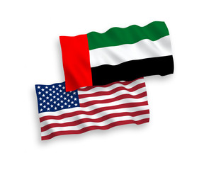 Flags of United Arab Emirates and America on a white background
