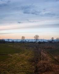 Rural landscape with view of the alps in northern Italy