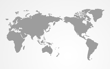 background for infographic gray blank world map with swapped continents