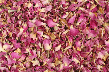 Food background - dry pink rose petals